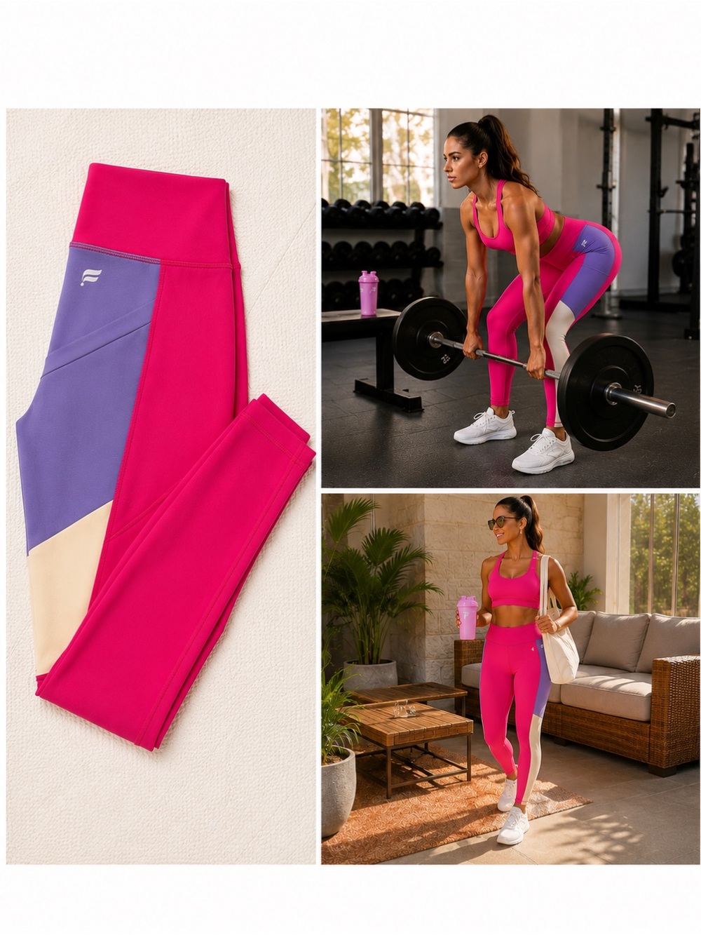 Fabletics Womens S Mila High Waisted Pocket Legging Short Plush Pink Powerhold